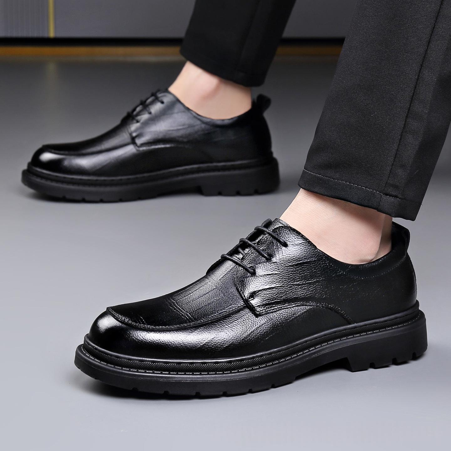 Full-Grain Leather Square-Toe Business Shoes for Men