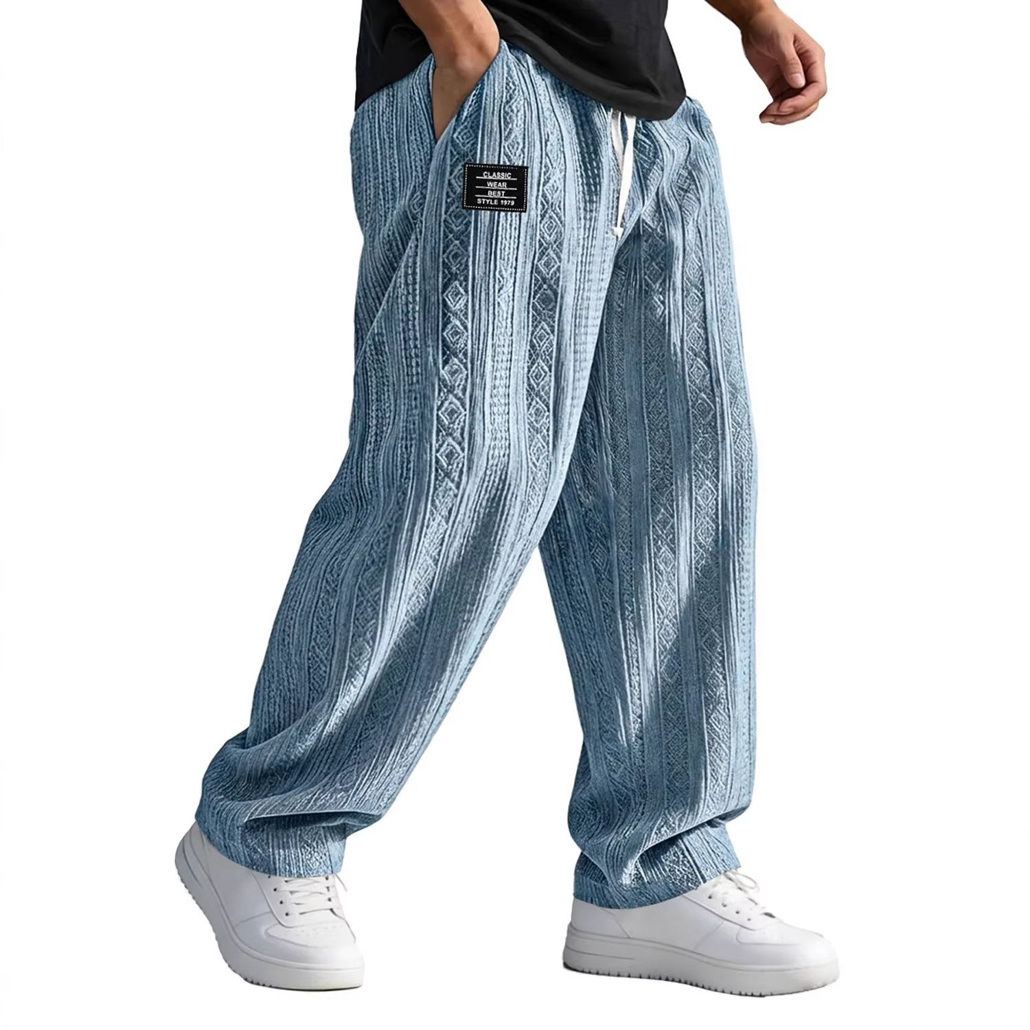 European And American Style Pocketed Straight-Leg Loose Lace-Up Sporty Casual Pants