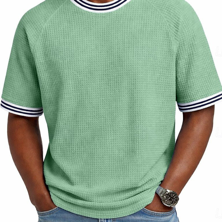 Men's Waffle-Weave Short-Sleeve T-Shirt – Breathable, Relaxed Fit
