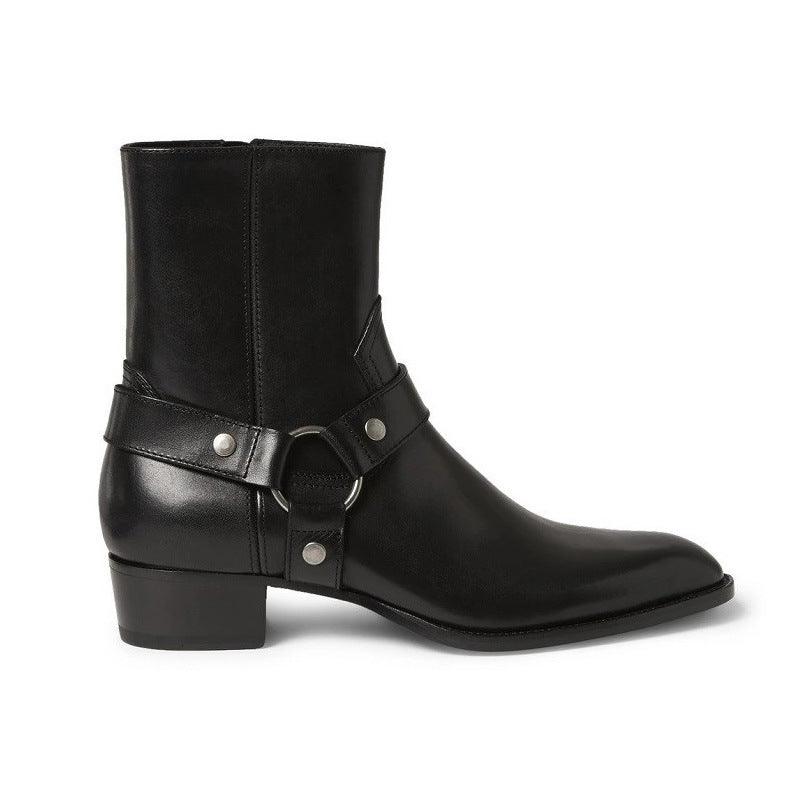 Pointed-toe Leather Martin Boots
