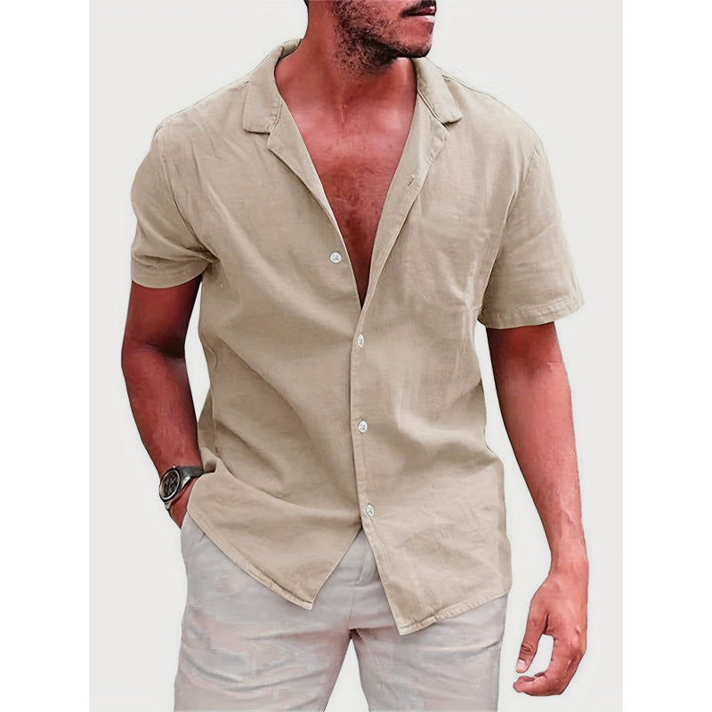 Solid-color Loose-fit Linen Shirt