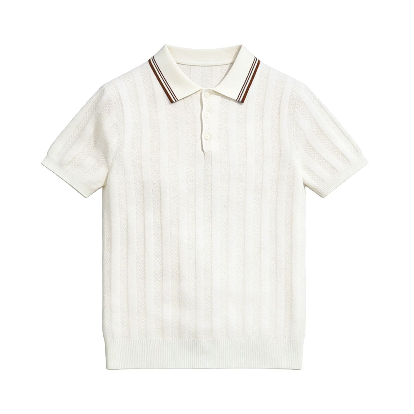 Men's Old Money Knitted Polo – Lapel Collar Slim Fit T-Shirt