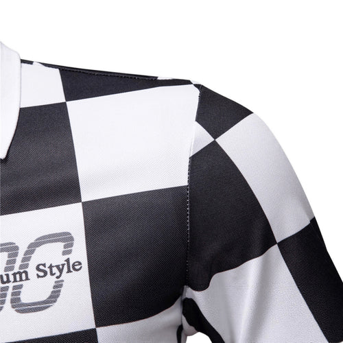 Checkered Short-Sleeve Letter-Printed Casual Fashion T-Shirt