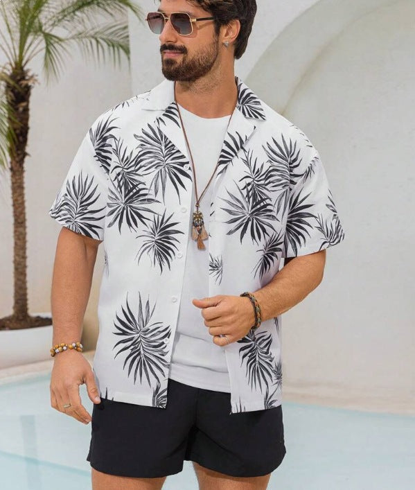 Men's Hawaiian Print Cuban-Style Resort Shirt