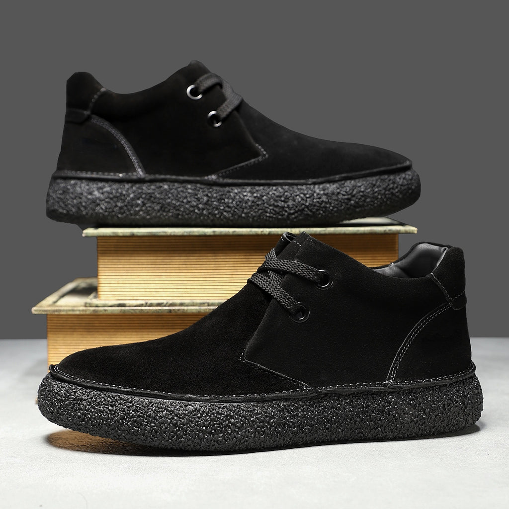 Matte Suede Mid-Top Sneakers
