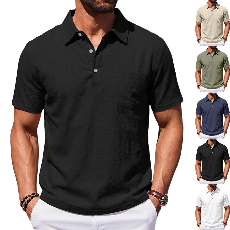 Linen Polo Shirt Loose-Fit Casual