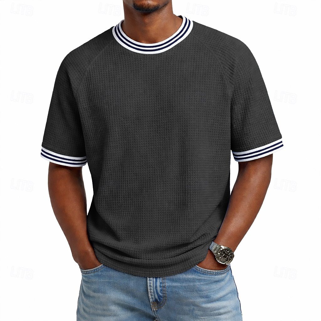 Men's Waffle-Weave Short-Sleeve T-Shirt – Breathable, Relaxed Fit