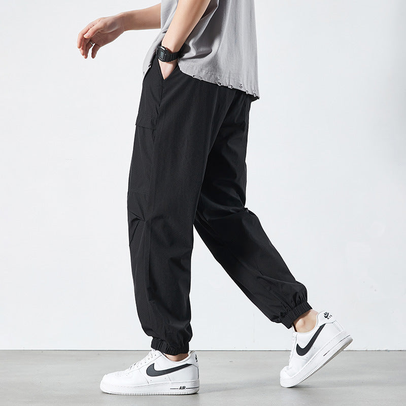 Men's Lightweight Nylon Drawstring Cropped Casual Pants