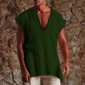 Plus-size Mens Retro Sleeveless Loose-fit T-shirt
