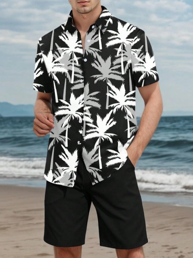 Men's Hawaiian Print Cuban-Style Resort Shirt