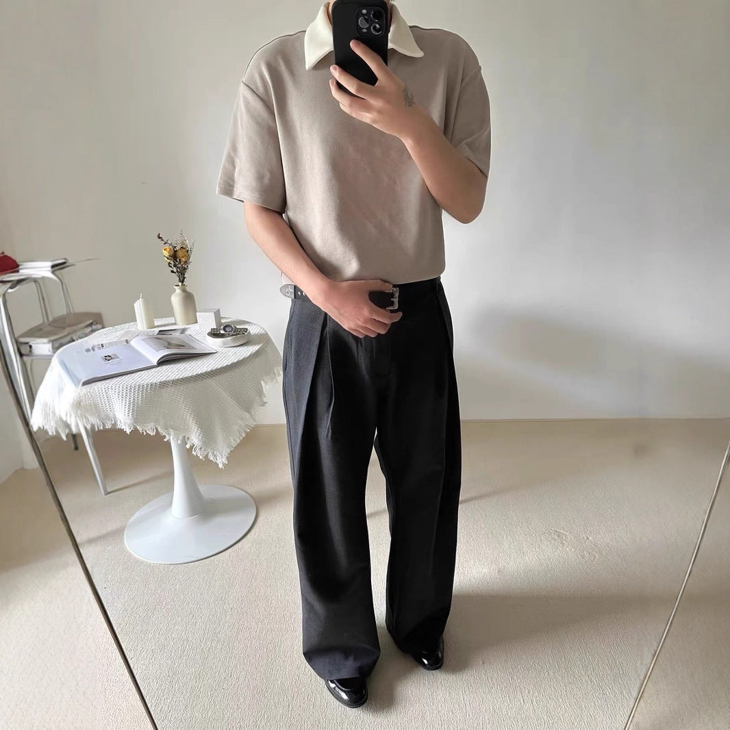 Men's Stretch Casual Trousers – Straight Leg Mid-Rise