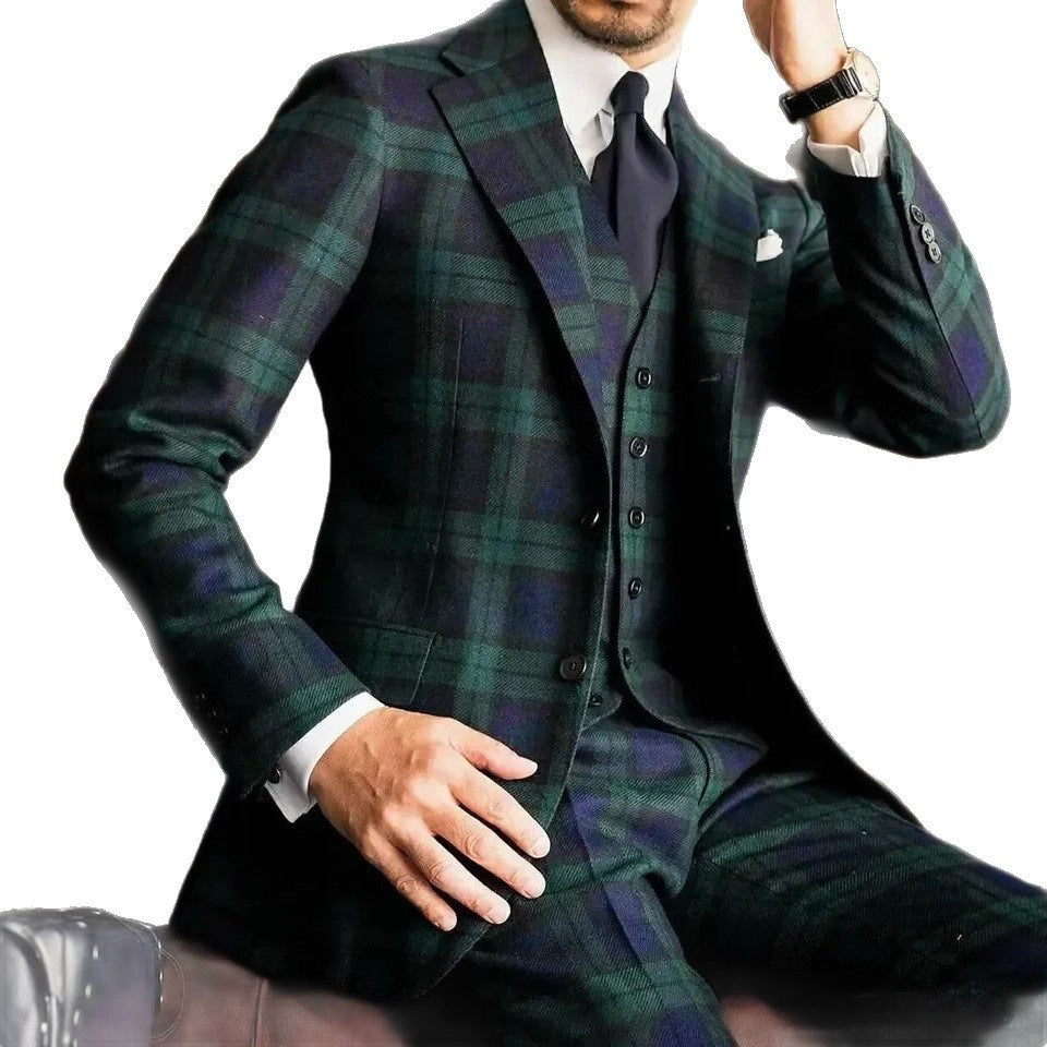 Men's 3-Piece Slim-Fit Suit Set – Jacket, Vest & Trousers, 8 Colours