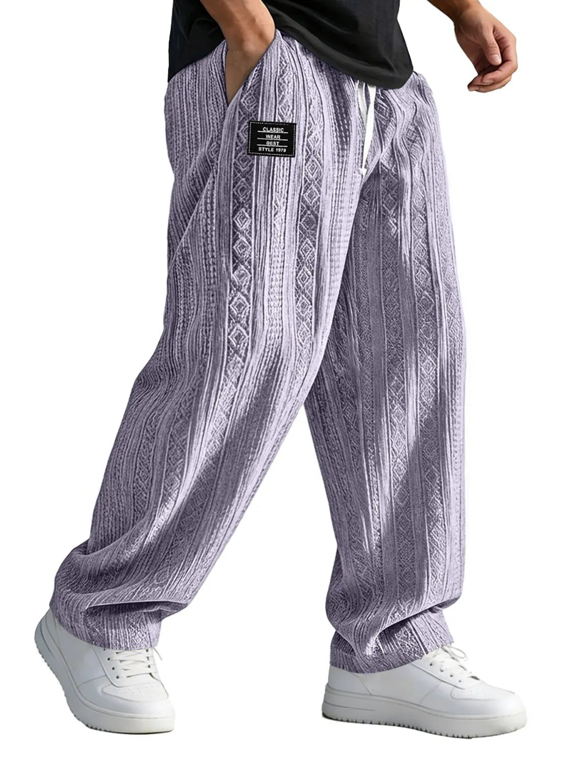 European And American Style Pocketed Straight-Leg Loose Lace-Up Sporty Casual Pants