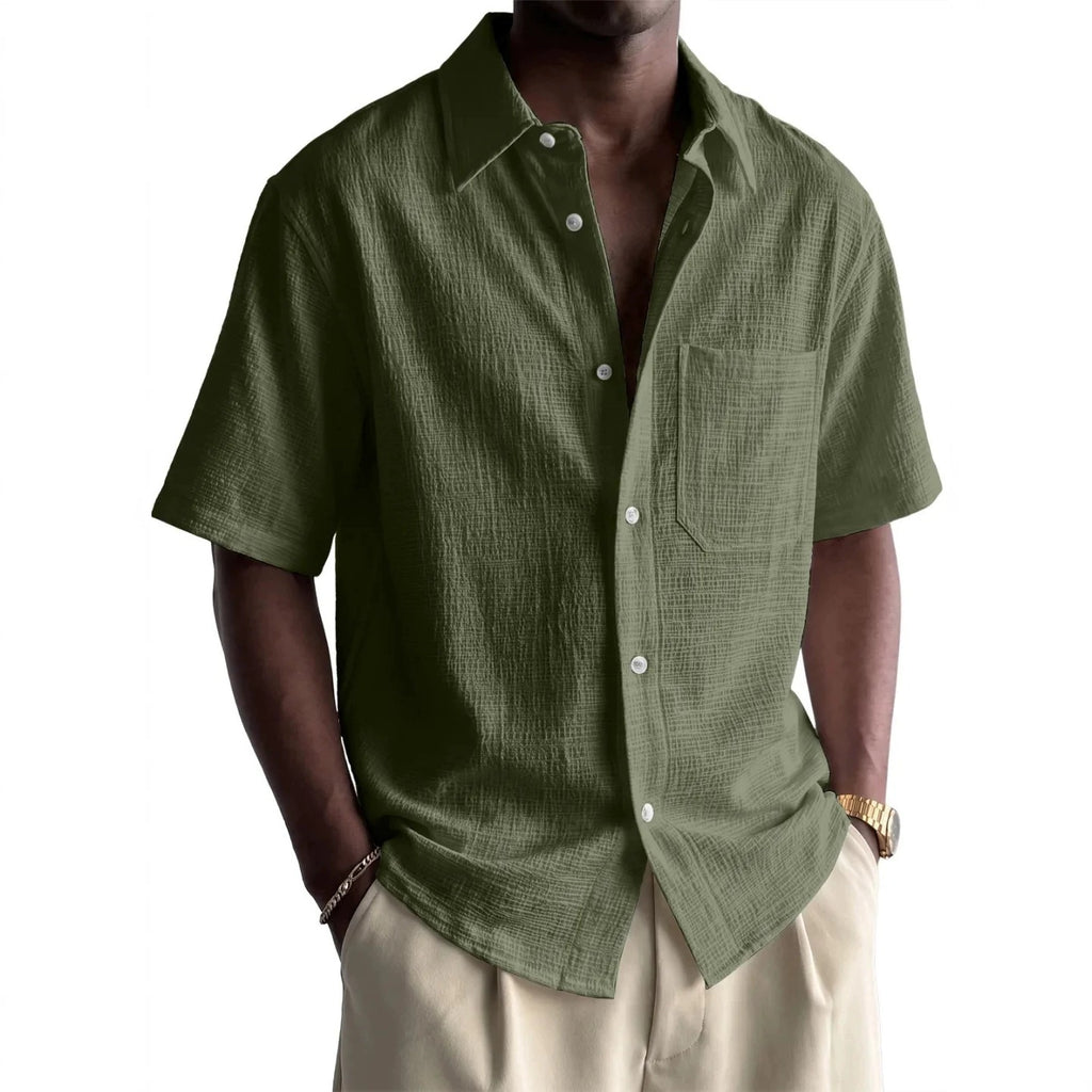 Men's Cotton-Linen Short-Sleeve Shirt – 7 Colors Loose Fit
