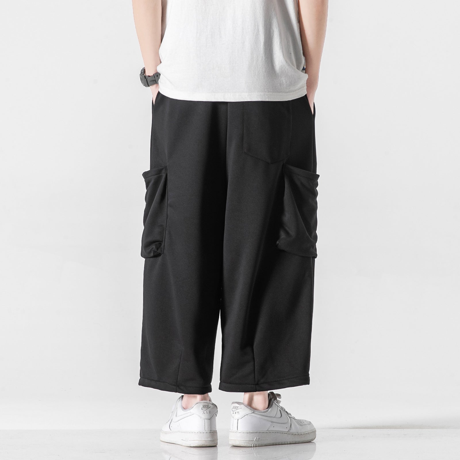Mens Japanese-style Plus-size Straight-leg Wide-leg Sweatpants