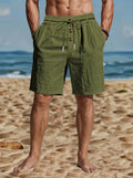 Loose-Fit American-Style Linen Beach Casual Washed Button-Up