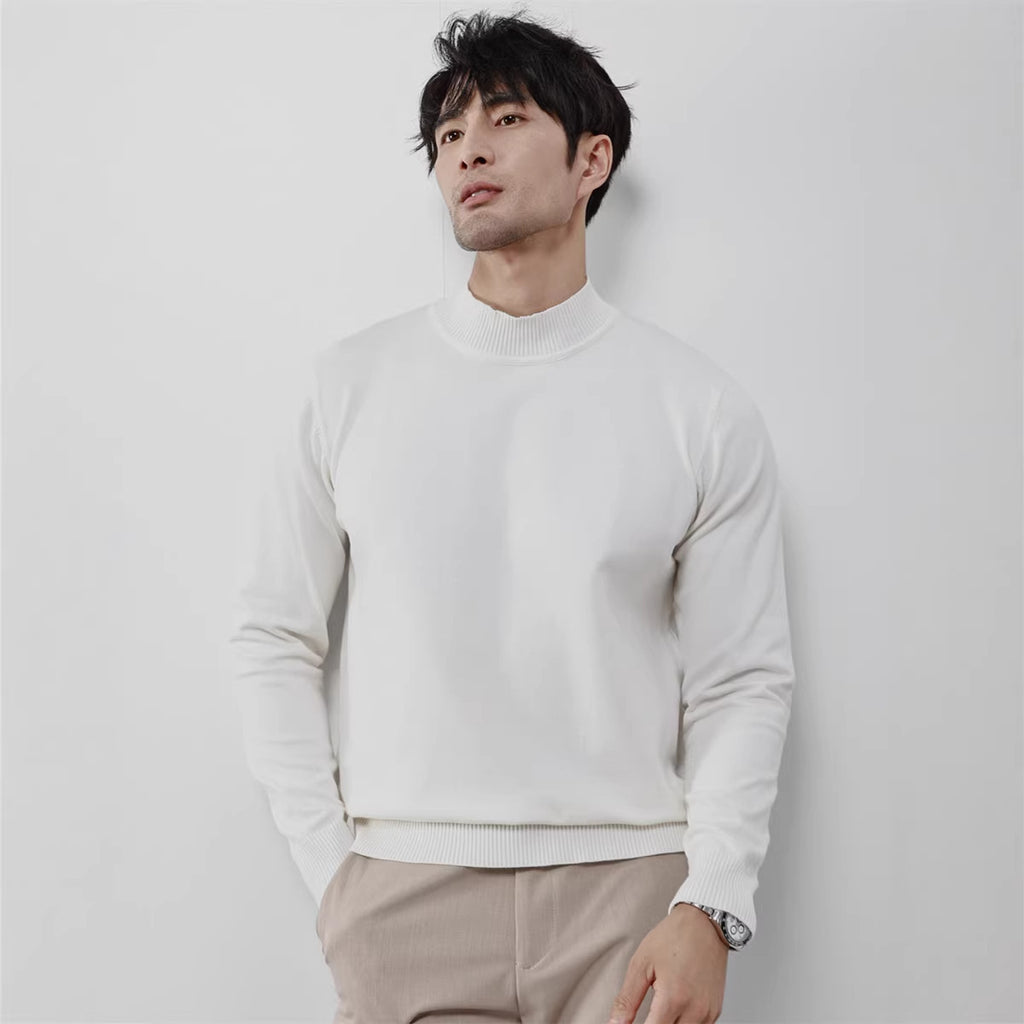 Slim-Fit Stretch Mock-Neck Knitted Sweater