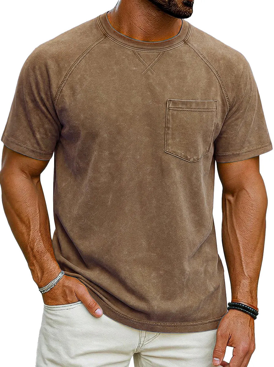 Men's Retro Raglan T-Shirt – Loose Fit Casual Crew-Neck Tee