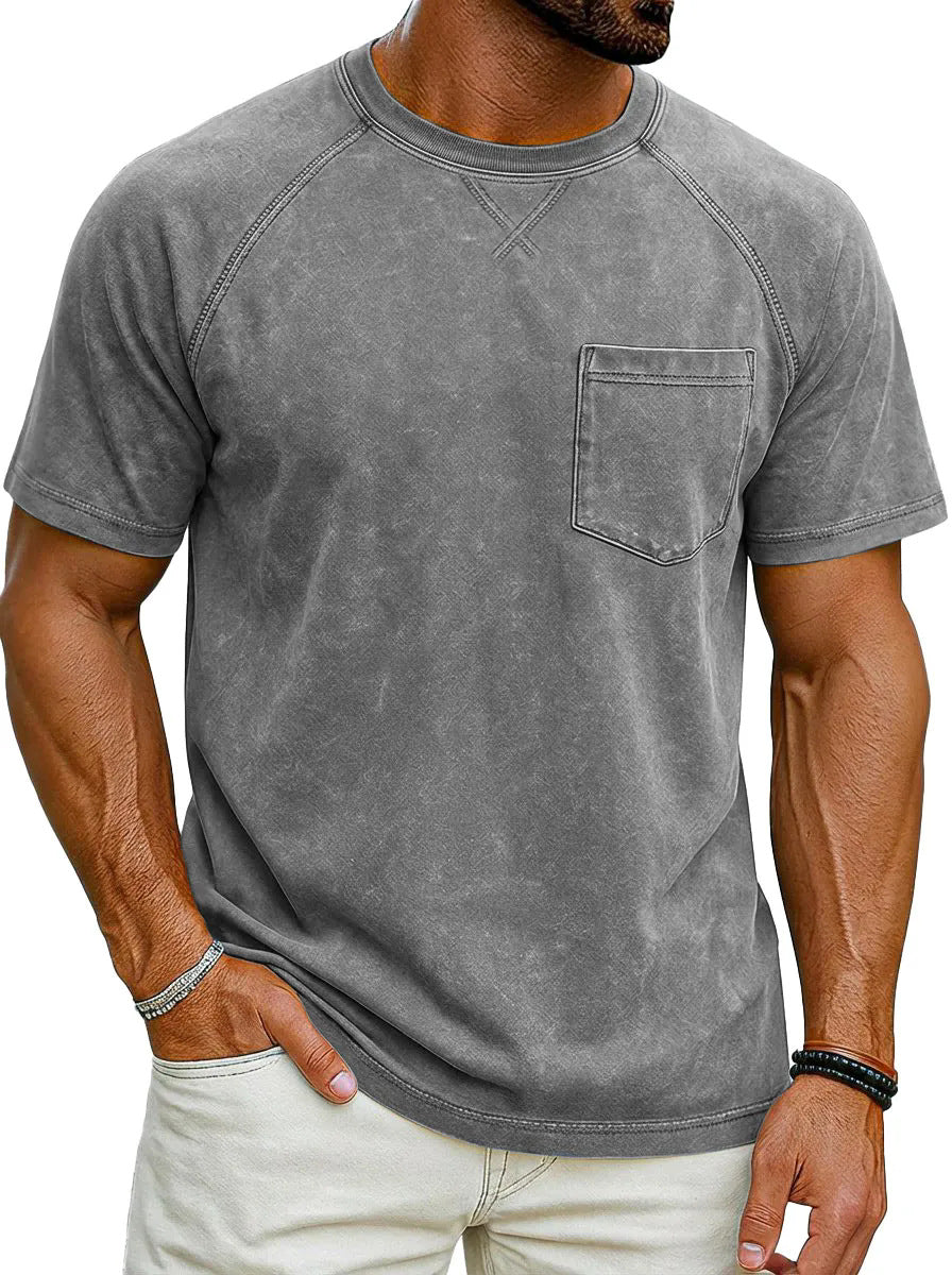 Men's Retro Raglan T-Shirt – Loose Fit Casual Crew-Neck Tee