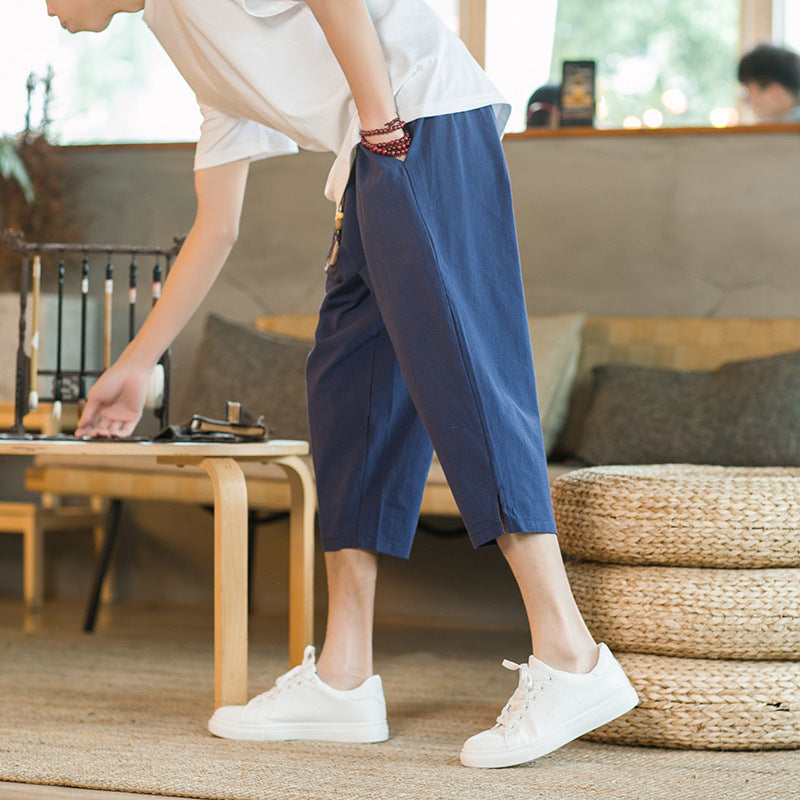 Men's Linen Cropped Pants