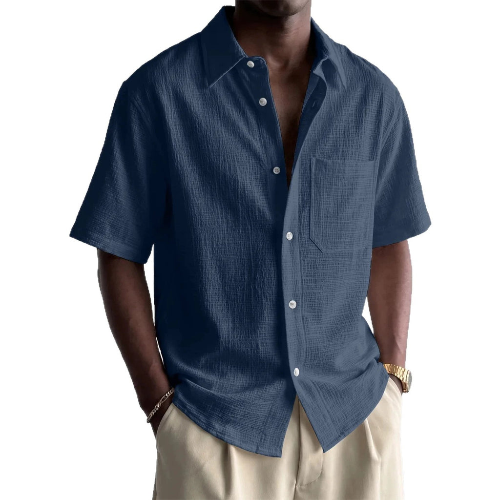 Men's Cotton-Linen Short-Sleeve Shirt – 7 Colors Loose Fit