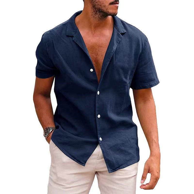 Solid-color Loose-fit Linen Shirt