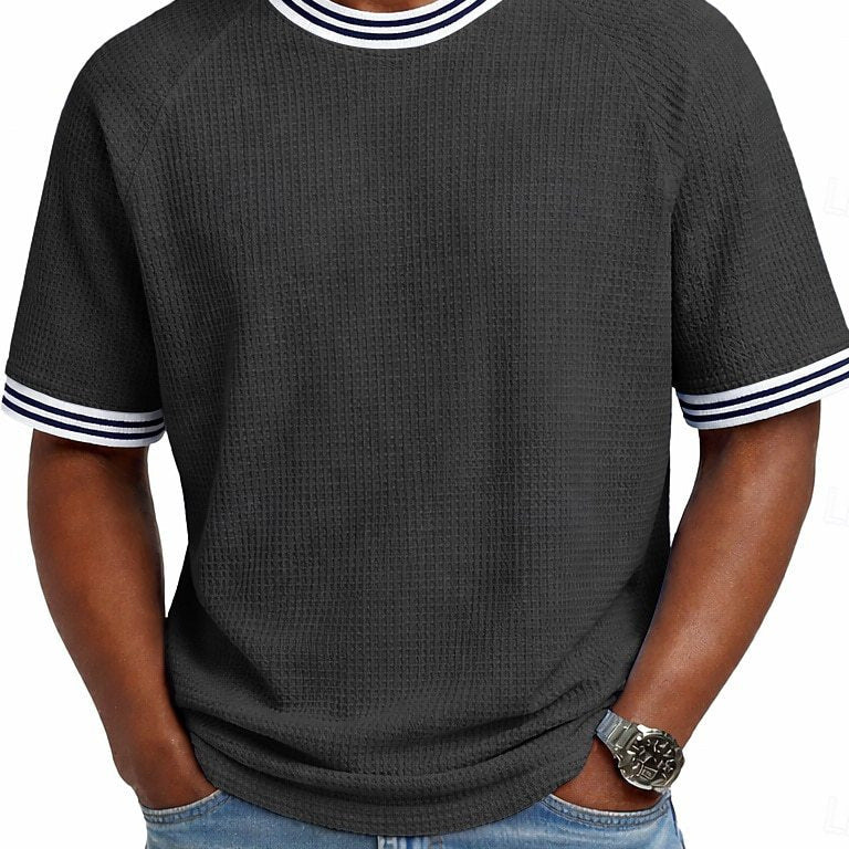 Men's Waffle-Weave Short-Sleeve T-Shirt – Breathable, Relaxed Fit