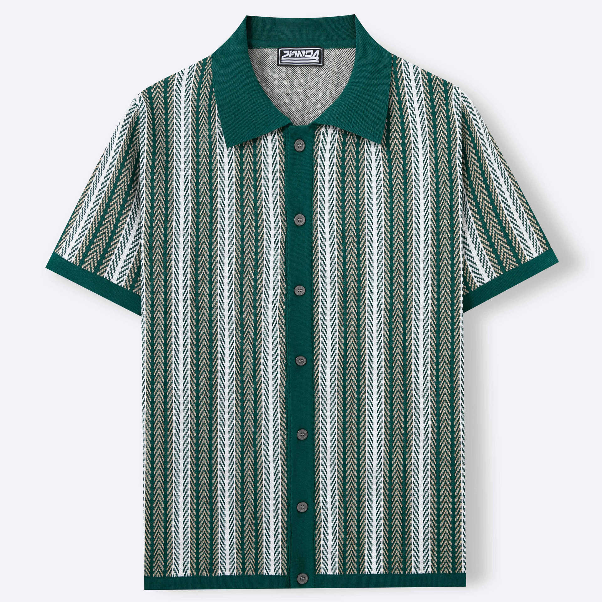 Striped Jacquard Short-Sleeve Knit Shirt