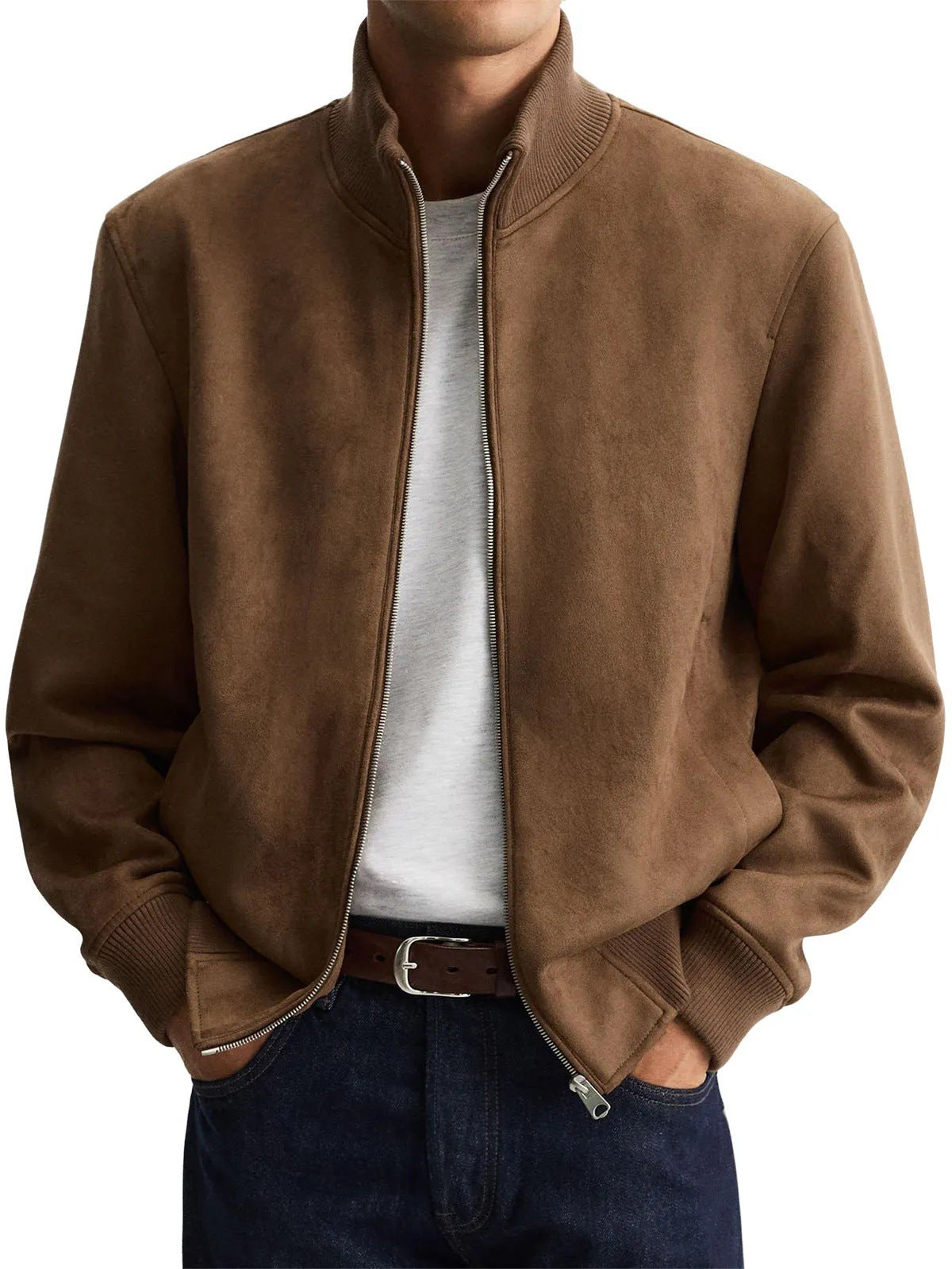 Sleek Solid-color High-end Edgy-cool Casual Long-sleeve Trendy Jacket