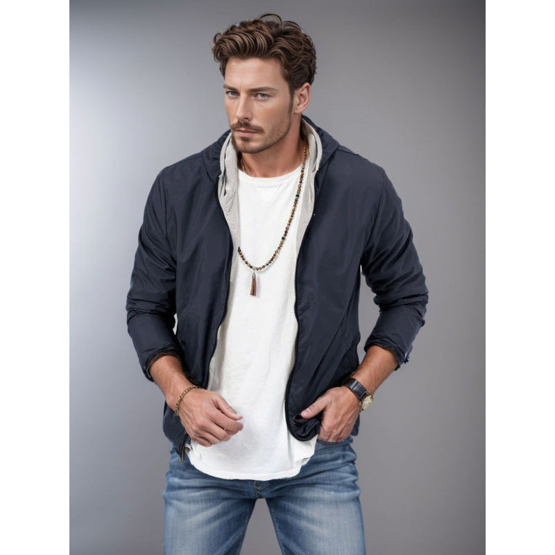 Men's Reversible Zip Jacket – Two-Tone Loose Fit
