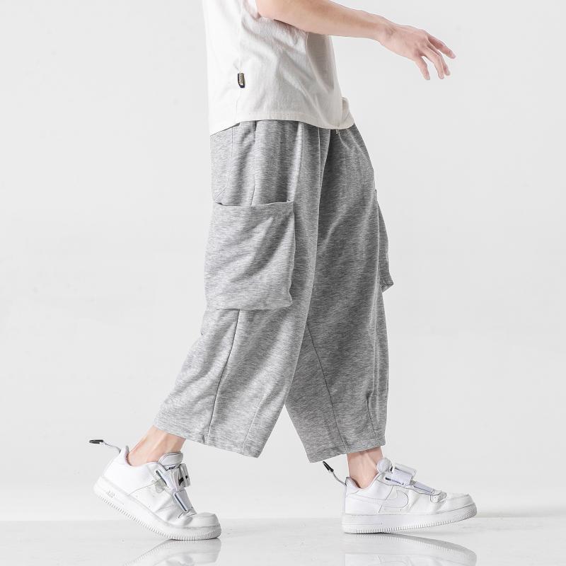 Mens Japanese-style Plus-size Straight-leg Wide-leg Sweatpants