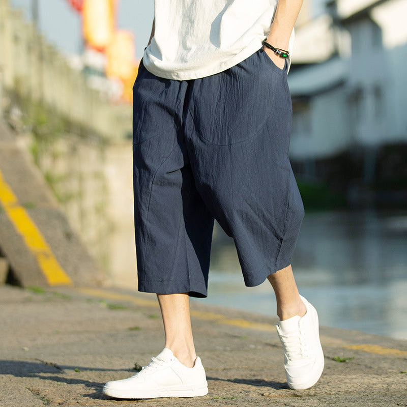 Linen Cropped Pants Thin Loose Plus Size