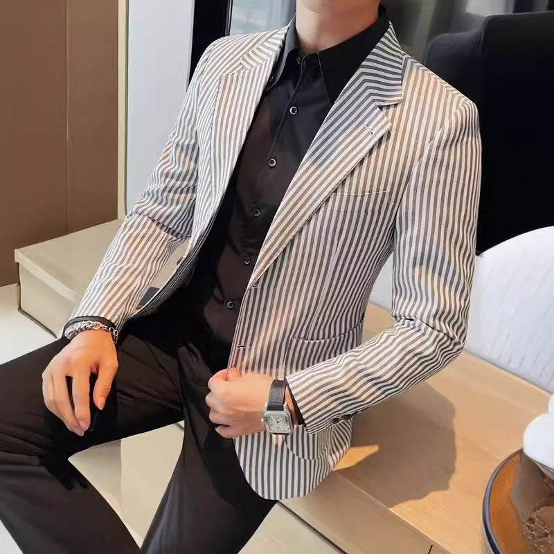 Fashionable Casual Striped Suit Jacket
