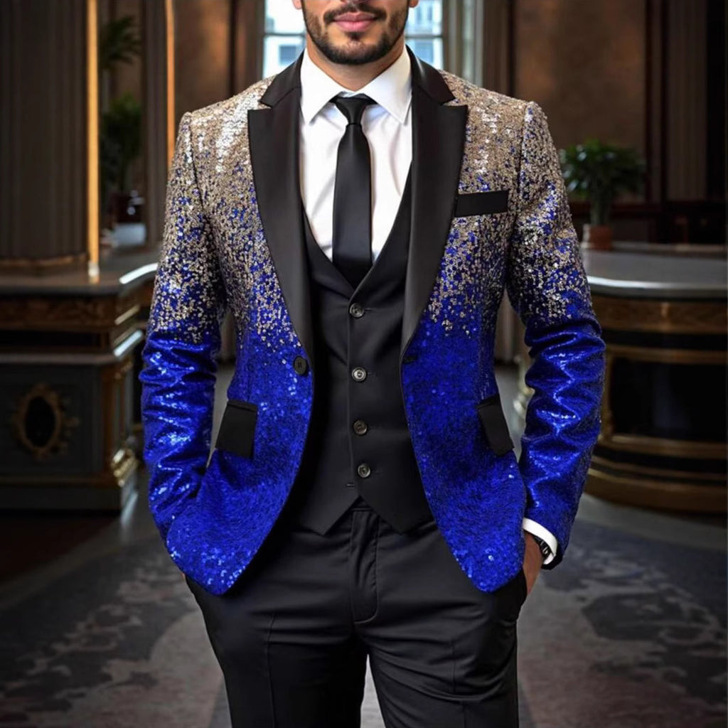 Casual Loose-Fit Ombre Sequin Blazer