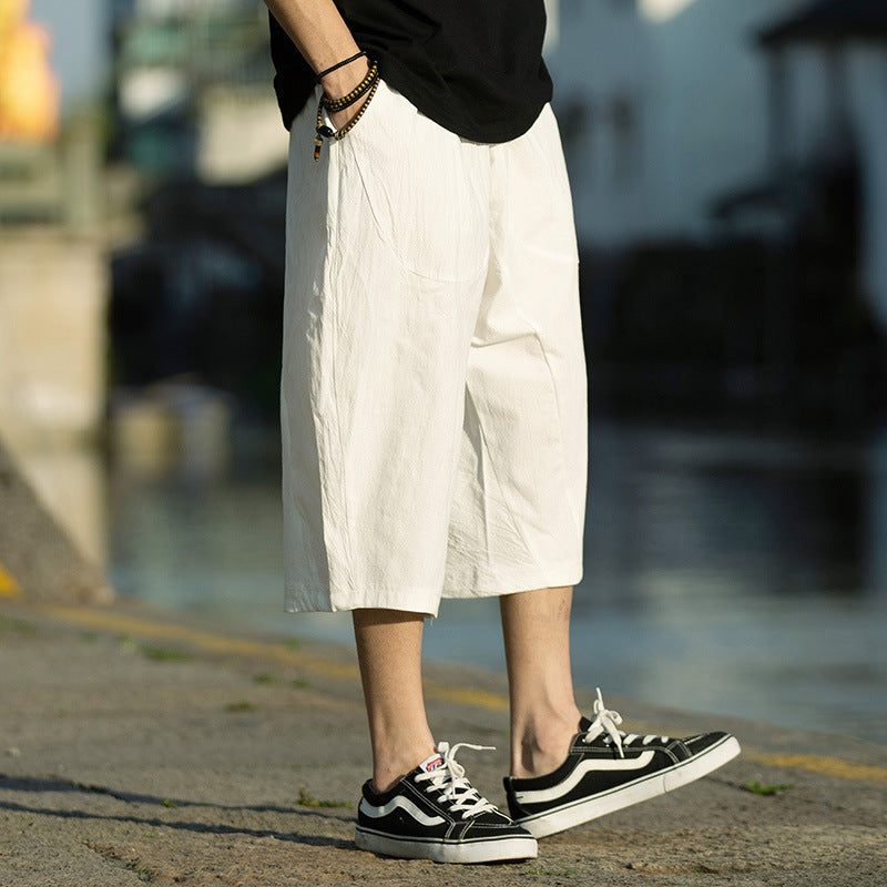 Linen Cropped Pants Thin Loose Plus Size