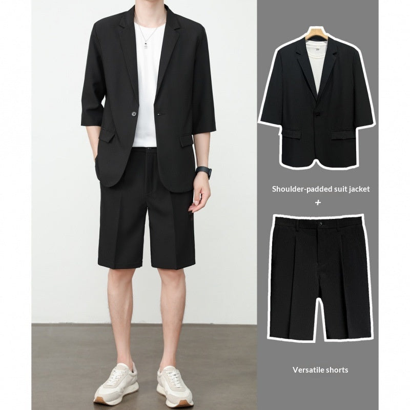 Thin Short-Sleeve Suit Casual Cropped-Sleeve Jacket Half-Sleeve Suit Set