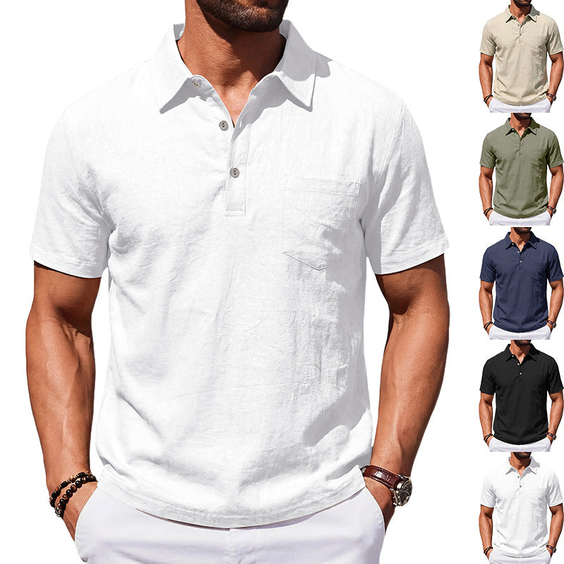 Linen Polo Shirt Loose-Fit Casual