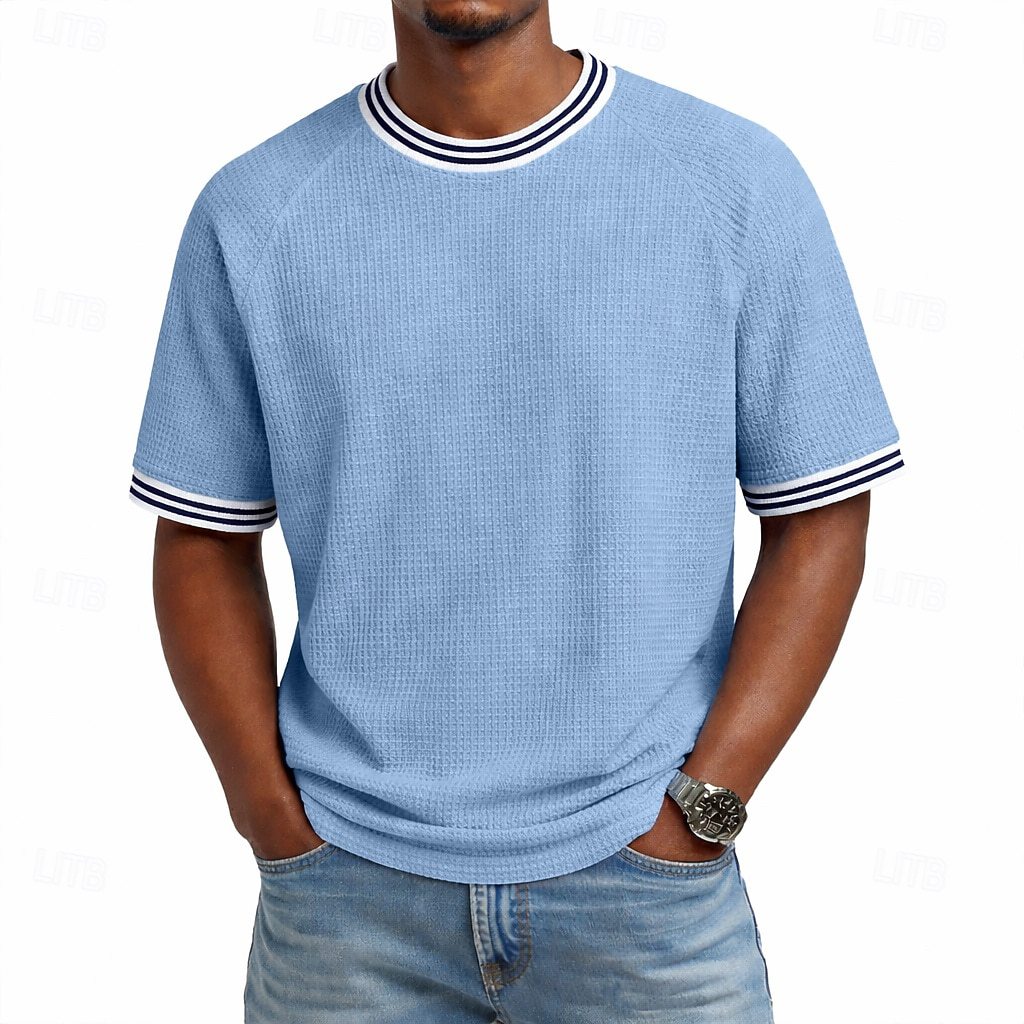 Men's Waffle-Weave Short-Sleeve T-Shirt – Breathable, Relaxed Fit