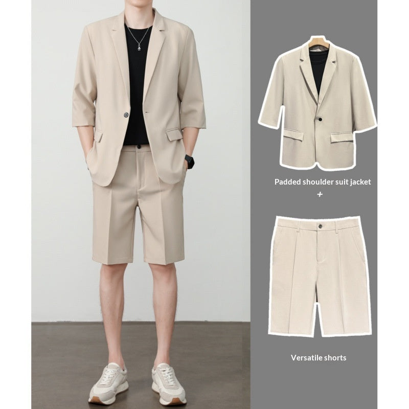 Thin Short-Sleeve Suit Casual Cropped-Sleeve Jacket Half-Sleeve Suit Set