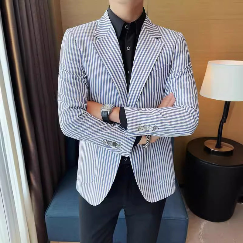 Fashionable Casual Striped Suit Jacket