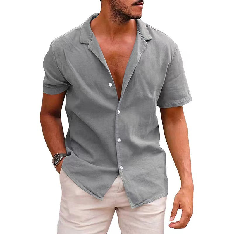 Solid-color Loose-fit Linen Shirt