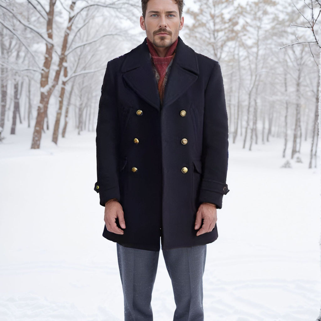 Long-Sleeve British-Style Fashionable Wool Coat
