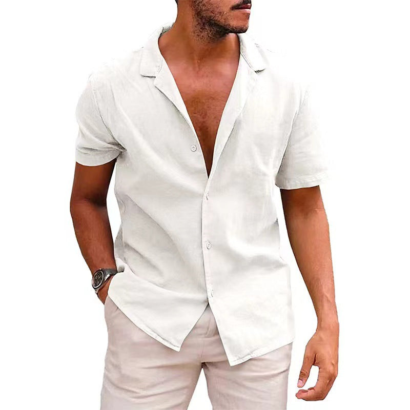 Solid-color Loose-fit Linen Shirt