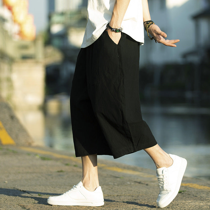 Linen Cropped Pants Thin Loose Plus Size