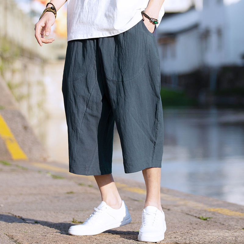 Linen Cropped Pants Thin Loose Plus Size