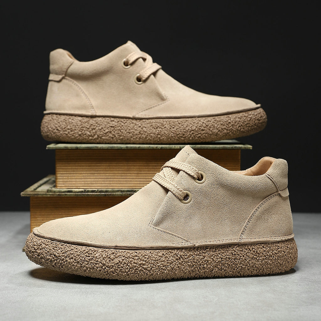 Matte Suede Mid-Top Sneakers
