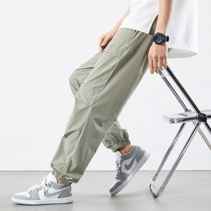 Men's Lightweight Nylon Drawstring Cropped Casual Pants