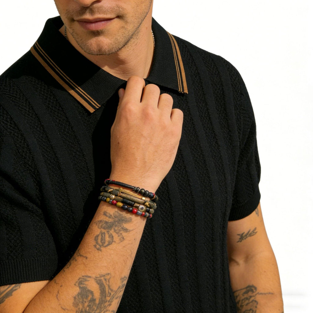 Men's Old Money Knitted Polo – Lapel Collar Slim Fit T-Shirt