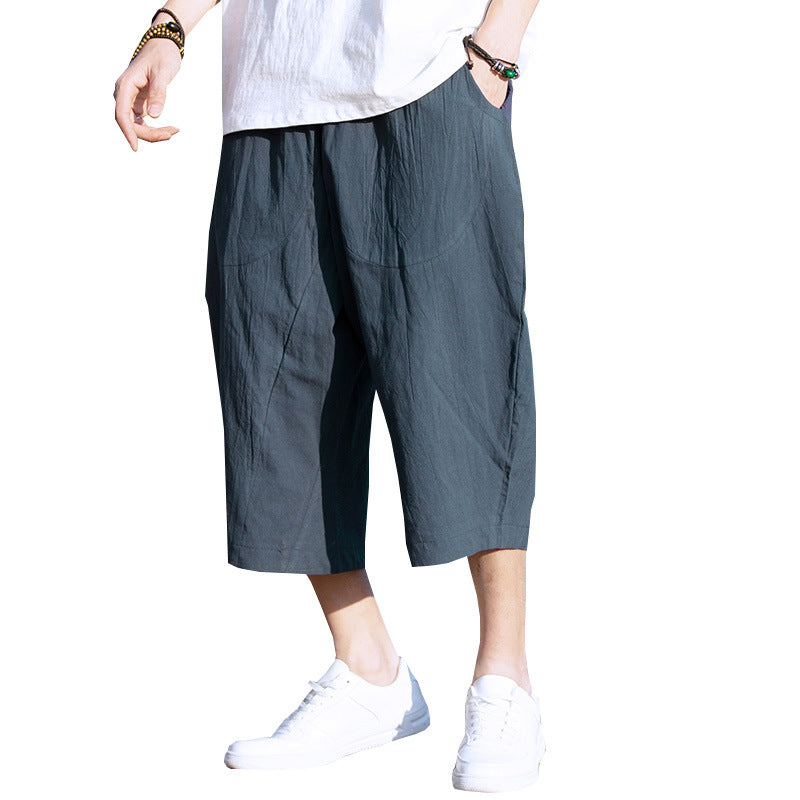 Linen Cropped Pants Thin Loose Plus Size