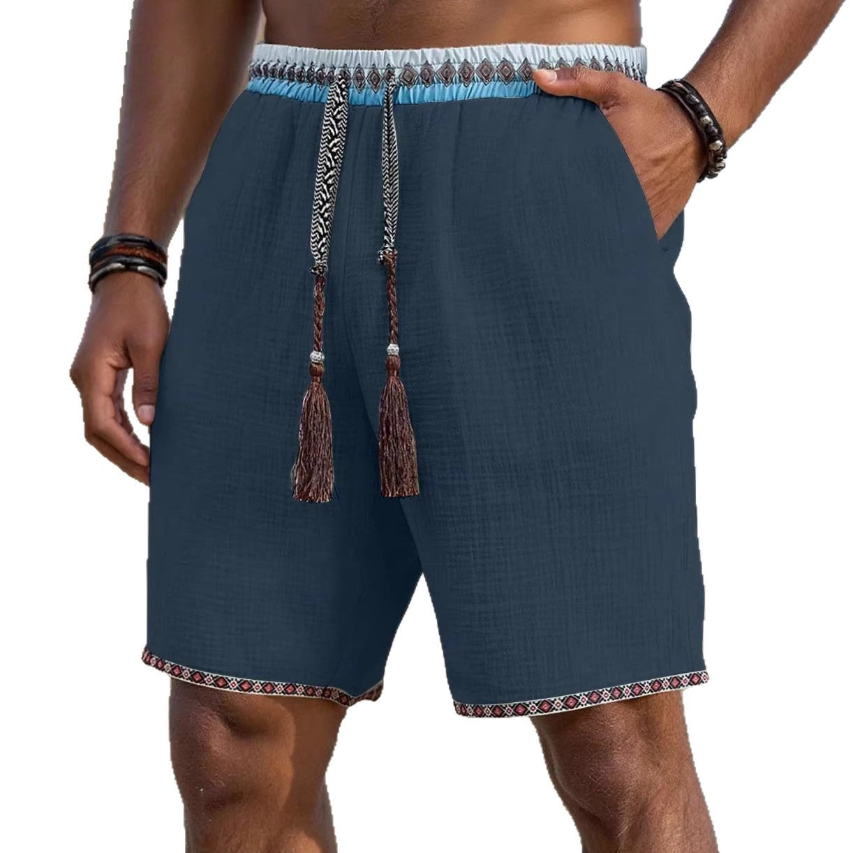 Men's Loose Beach Shorts – Breathable Drawstring Casual Pants